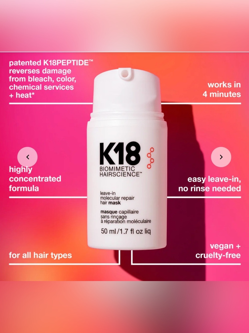 K18 AstroLift Reparative Volume Spray/Leave-In Repair Hair Mask Mini Set - NWOB - Picture 5 of 8